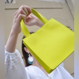 Baggu Chartreuse mini leather tote
